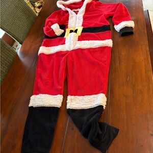 Santa suit costume cozy zip Red and White Fleece Onesie L/XL holiday cheers